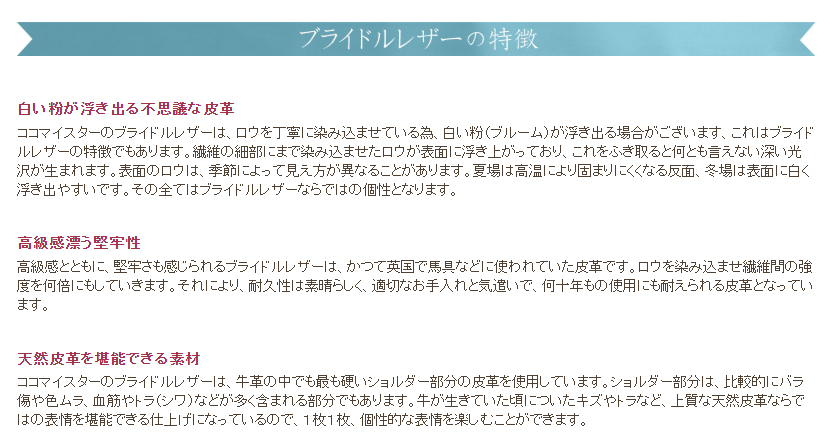 ブライドルレザーの手入れ方法